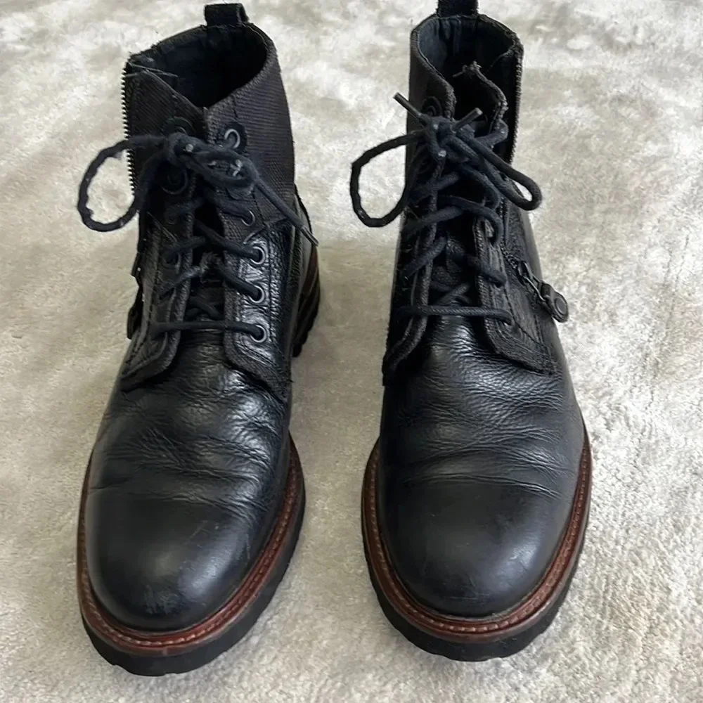 THE RAIL High Top Lace Up Style Zipper Side LEATHER BOOTS Shoes SIZE EA 43 US 10